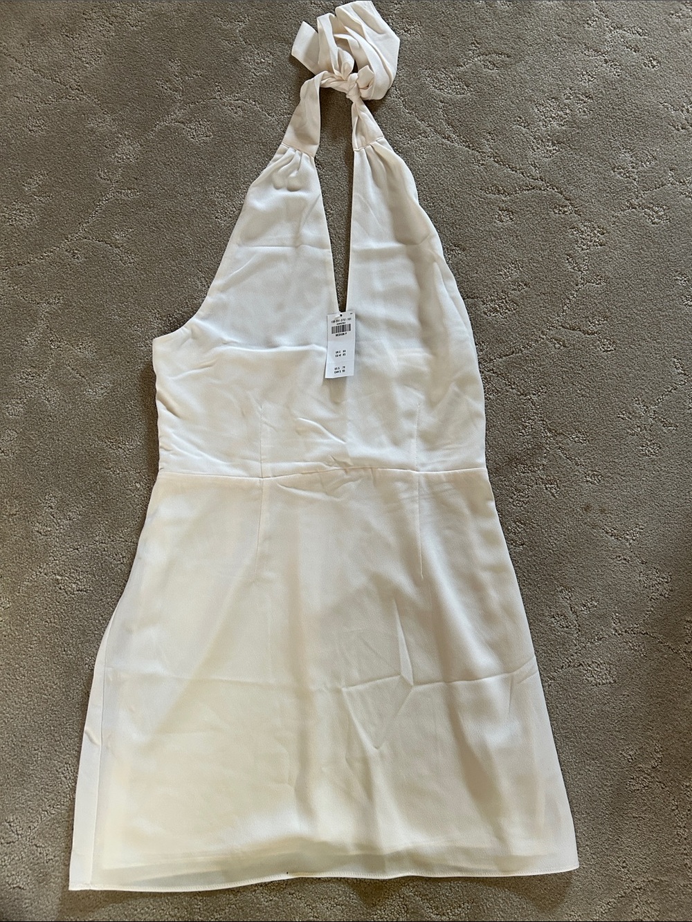 Abercrombie & Fitch Ivory Halter Mini Dress - Sleeveless V-Neck